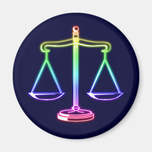 Colorful Glowing Scales of Justice Magnet