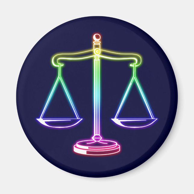 Colorful Glowing Scales of Justice Magnet (Front)