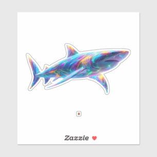 Colorful Glowing Shark Art – Neon Ocean Animal Sticker