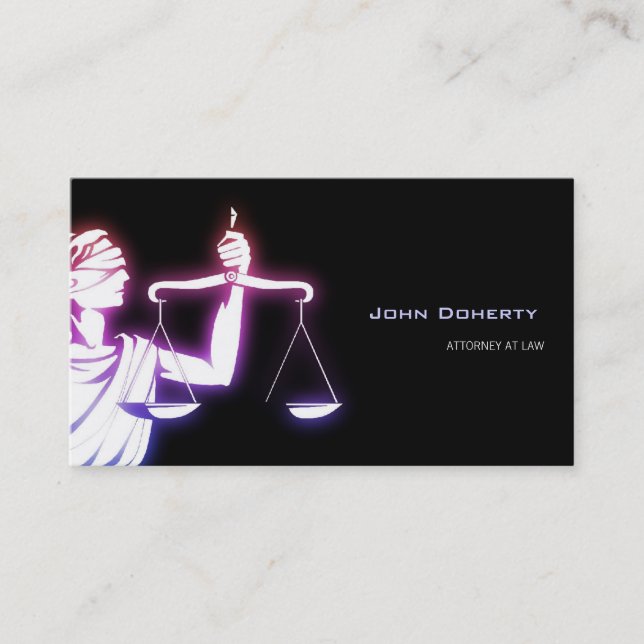 Colorful Glowing Temida | Lawyer Business Card (Front)