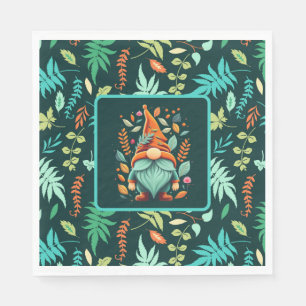 Colorful Gnome And Falling Leaves  Napkins