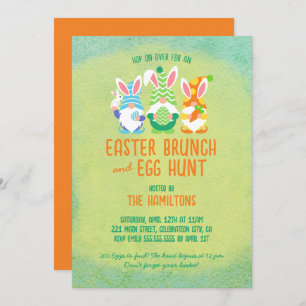 Colorful Gnome Easter Brunch and Egg Hunt Invitation