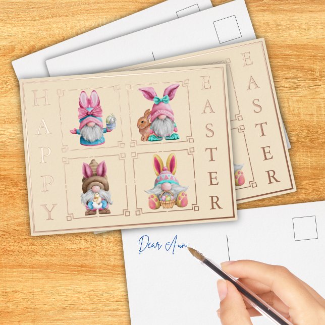 Colorful Gnome Happy Easter  Foil Holiday Postcard (Creator Uploaded)