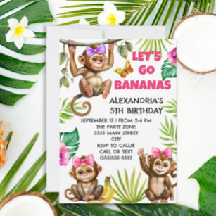 Colorful Go Bananas Monkey Jungle Child's Birthday Invitation