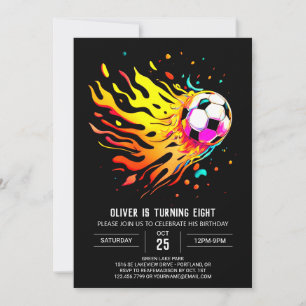 Colorful Goal Editable Soccer Birthday Invitation