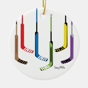 Colorful Goalie Hockey Sticks Ceramic Ornament