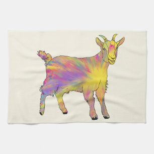 Colorful Goat Cute Artsy Funky Funny Animal Art Kitchen Towel