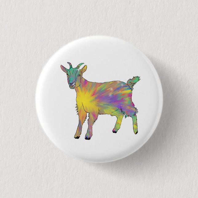 Colorful Goat Cute Pinback Button (Front)