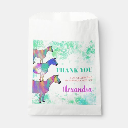 Colorful Goat Girls Birthday Party Thank You Favor Bag