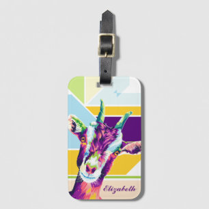Colorful Goat Pop Art Personalized Luggage Tag