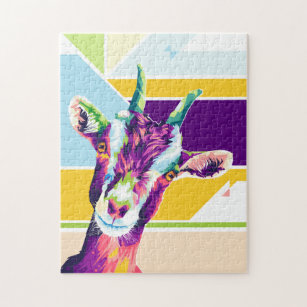 Colorful Goat Pop Art Portrait Jigsaw Puzzle