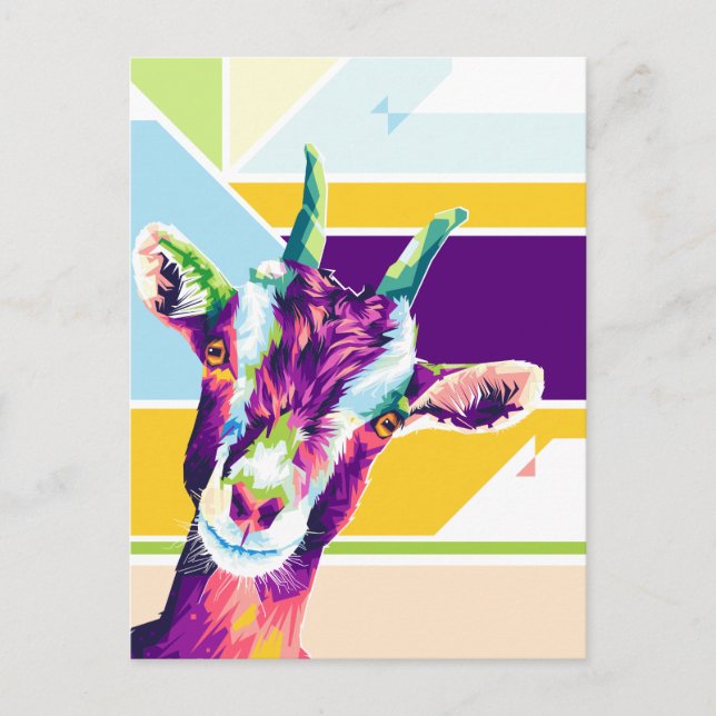 Colorful Goat Pop Art Postcard (Front)