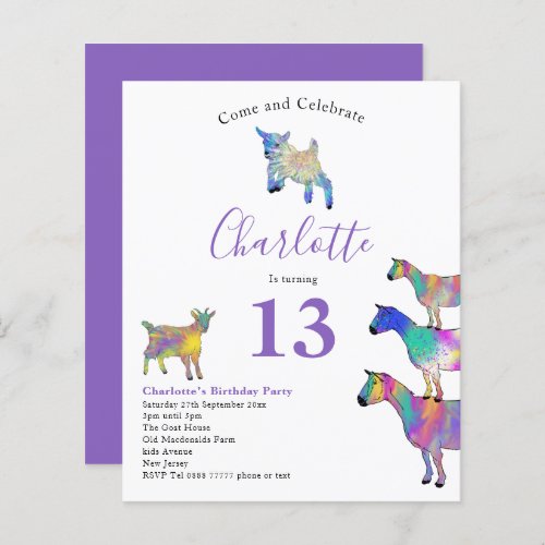 Colorful Goat Themed Birthday Party Purple