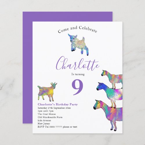 Colorful Goat Themed Birthday Party Purple