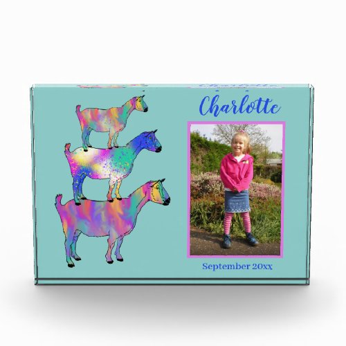 Colorful Goat with Childs Personalized Photo
