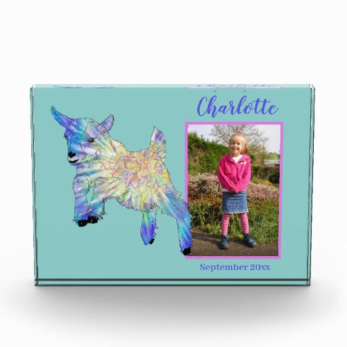 Colorful Goat with Personalized Kids Photo