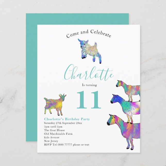 Colorful Goats Birthday Party (Front/Back)