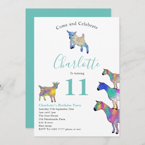 Colorful Goats Birthday Party Invitation