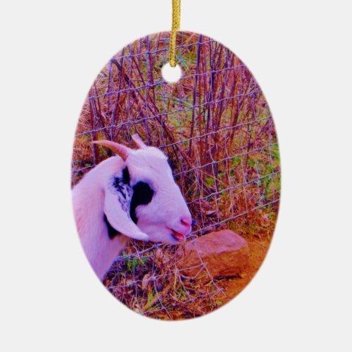 Colorful Goats Ceramic Ornament