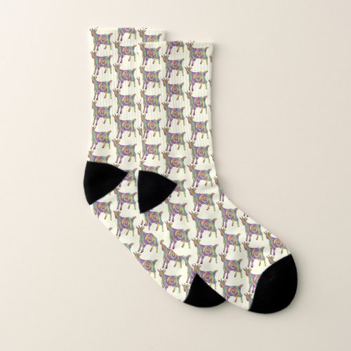 Colorful Goats pattern  Socks