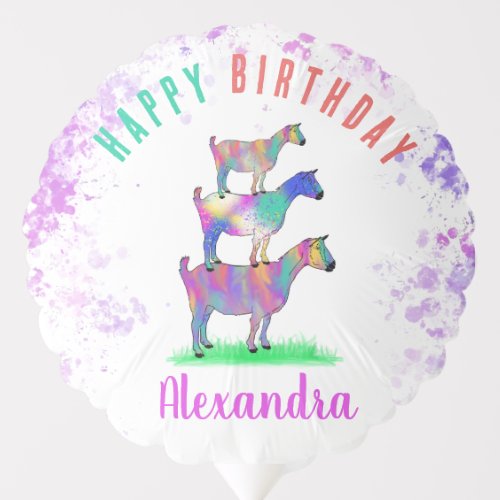 Colorful Goats themed Birthday Party Balloon