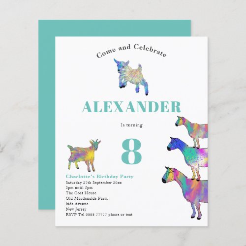 Colorful Goats Watercolor Birthday Party