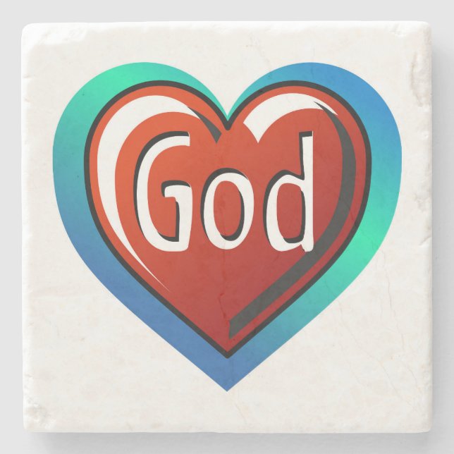 Colorful GOD Heart Stone Coaster (Front)