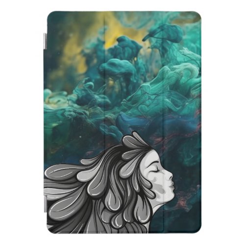 Colorful Goddess _ Mystic Smoke BW Edition iPad Pro Cover