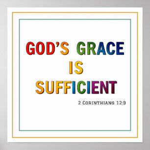 Colorful Gods Grace Is Sufficient Clean Scripture Poster