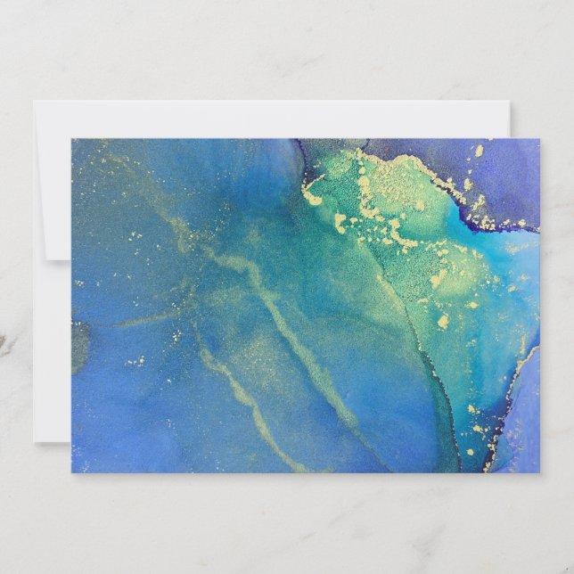 Colorful Gold Alcohol Ink Abstract Art Blank Card (Front)