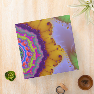 Colorful Gold and Purple Fractal 3 Ring Binder