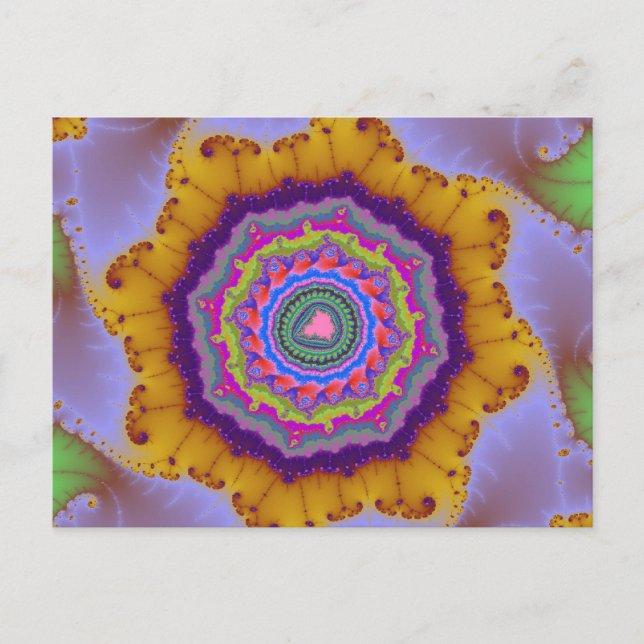 Colorful Gold and Purple Fractal Postcard (Front)