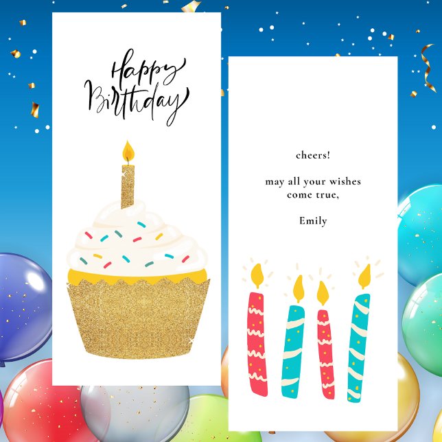 Colorful Gold Birthday Black and White Flat Card (Creator Uploaded)