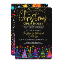 Colorful Gold Black Christmas Open House Invitation