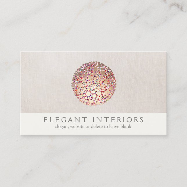Colorful Gold  Circles Sphere Interior Designer Business Card (Front)