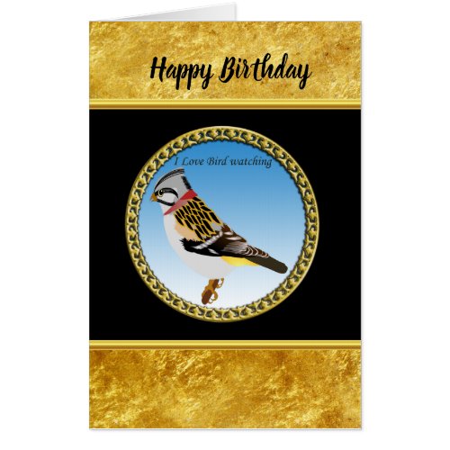 Colorful gold foil design yellow and brown sparrow card
