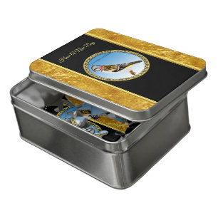 Colorful gold foil design yellow and brown sparrow jigsaw puzzle