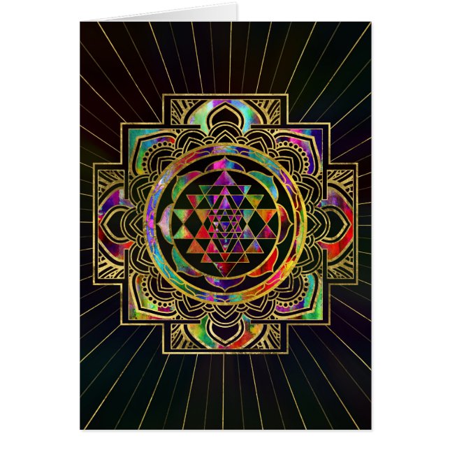 Colorful Gold framed Sri Yantra Sri Chakra (Front)