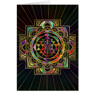 Colorful Gold framed Sri Yantra Sri Chakra Cards
