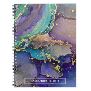 Colorful Gold Marbled Abstract Liquid Art Notebook
