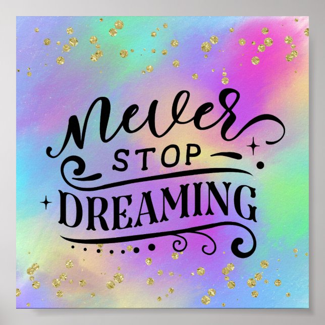 Colorful Gold Speckled Inspirational Quote Poster (Front)