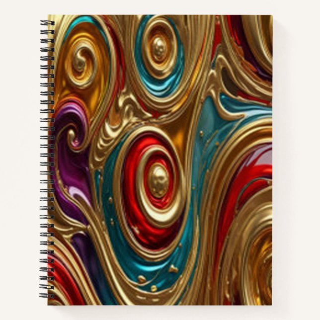 Colorful Gold Spirals - Spiral Notebook (Front)