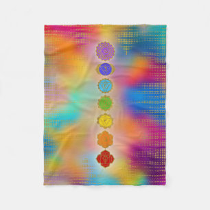 Colorful Golden Chakras composition Fleece Blanket