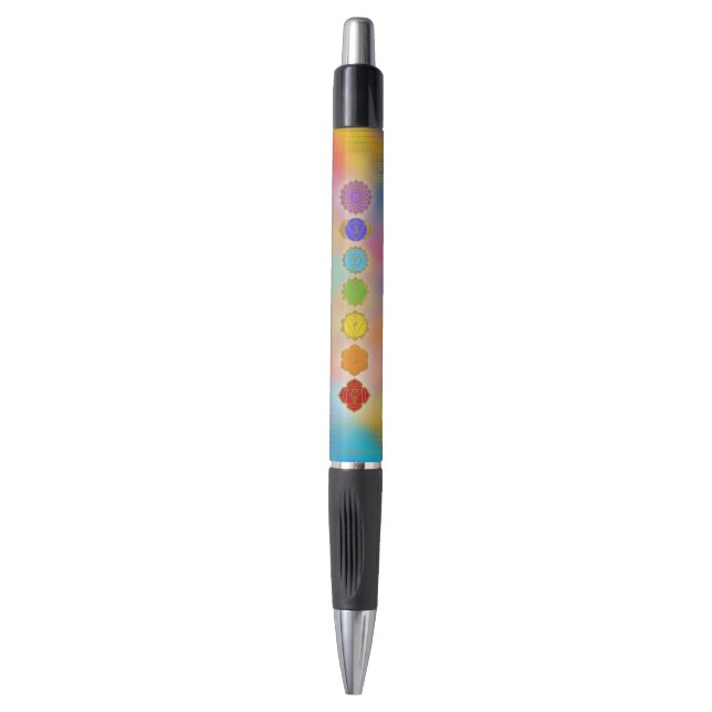 Colorful Golden Chakras composition Pen (Front Vertical)