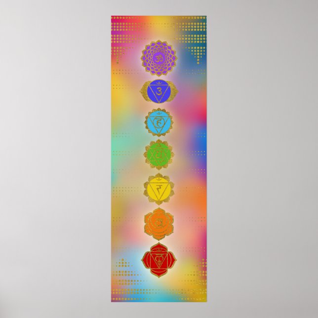 Colorful Golden Chakras composition Poster (Front)