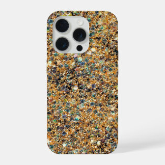 Colorful Golden Glitter iPhone 15 Pro Case