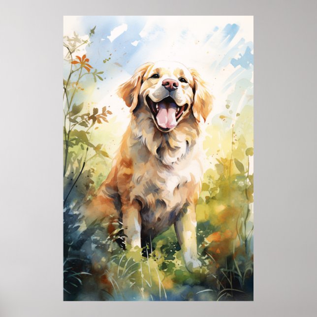 Colorful Golden Labrador Retriever Portrait Poster (Front)