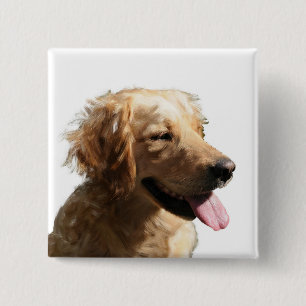 Colorful Golden Retriever Button