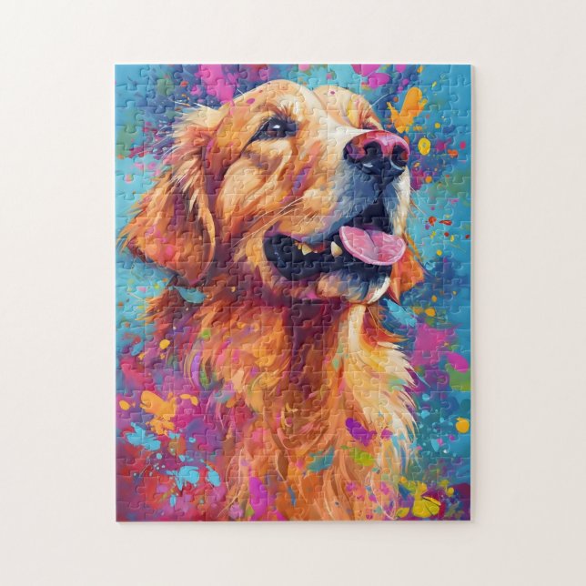 Colorful Golden Retriever Jigsaw Puzzle (Vertical)