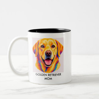 Colorful Golden Retriever Mom Two-Tone Coffee Mug